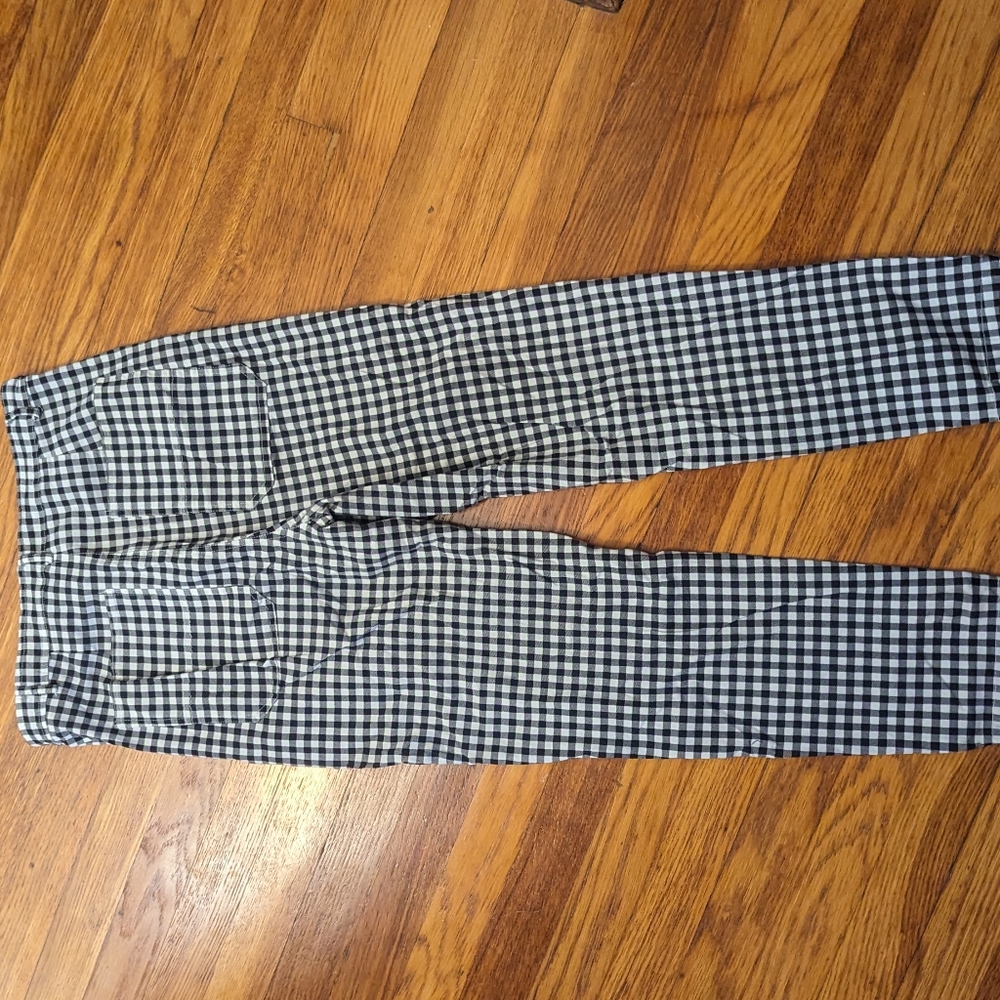 Collectif Plaid Gingham Black and White High Waisted Ankle Pants - Short Inseam - Picture 2 of 7